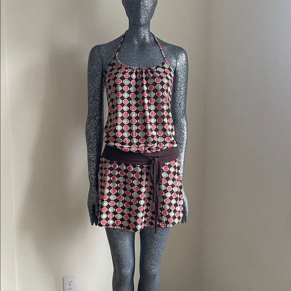 Halter Neck Circle Print Dress